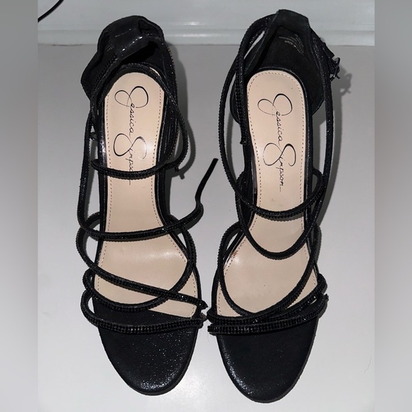 Jessica Simpson Elegant Black Strappy Heels - Picture 1 of 7